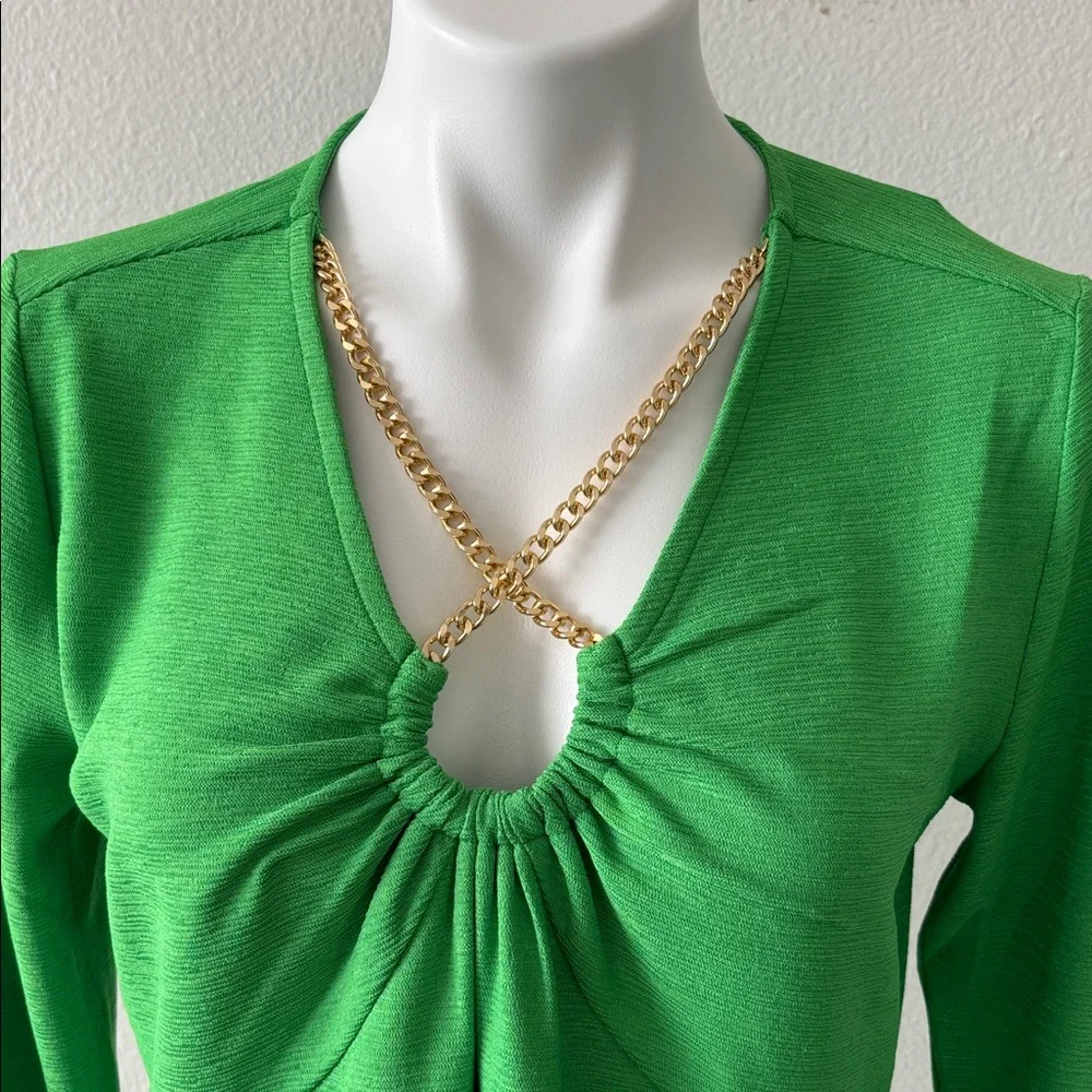 Michael Kors Green Top with Gold Accent - Picture 2 of 9